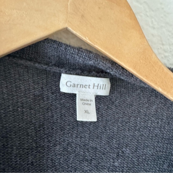 Garnet Hill Wool Linen Drape Front Open Cardigan Zipper Detail Pockets - Picture 3 of 7